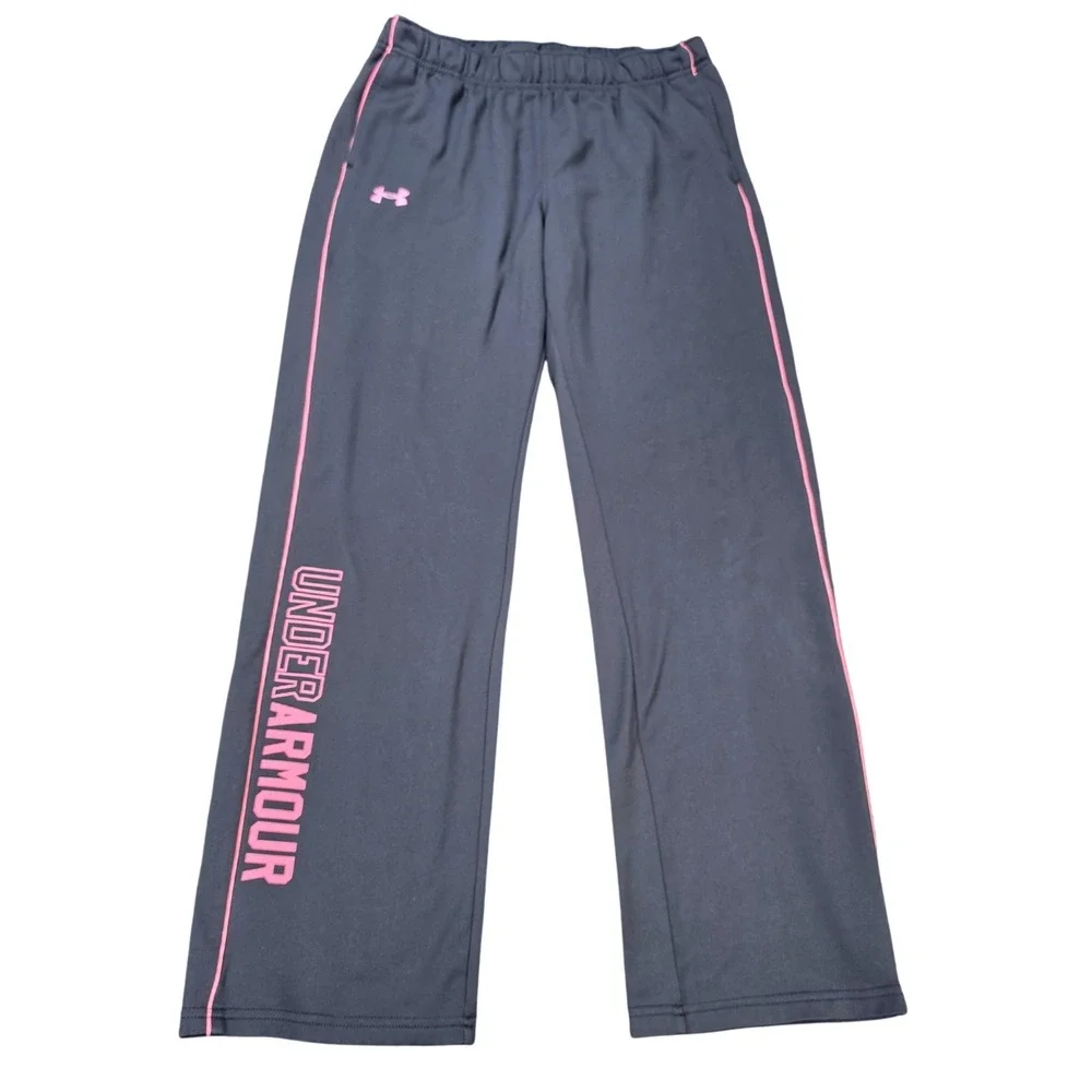 Under Armour ColdGear Loose Fit Athletic Pants Girl's‎ Youth Large Gray Pink
